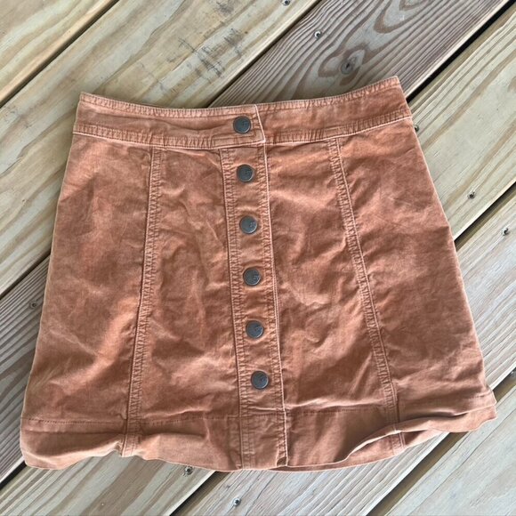 Madewelll Button Up Suede Mini Skirt Tan Brown Size 0 - Picture 1 of 9